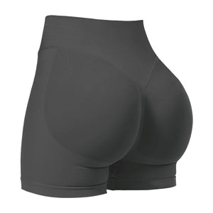 NNEDSZ XL Grey High-Elastic Hip Yoga Shorts - Seamless Mid-Intensity Pilates Workout Shorts