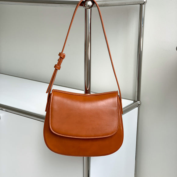 NNEDSZ Brown Women's Vintage Flap Shoulder Bag Solid Color Summer Fashion Large Capacity Tote Minimalist Underarm Commuter Bag