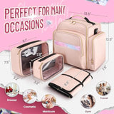NNEDSZ Travel Makeup Organizer Bag - 4 Detachable Compartments, Jewelry Roll & Multiple Pouches