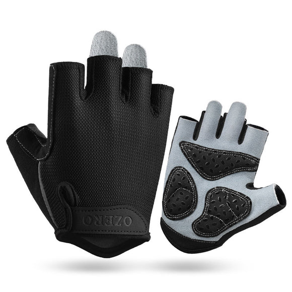 NNEDSZ L Black Men's Summer Cycling Gloves - Breathable Half-Finger Non-Slip Fitness Training Gloves for Weightlifting