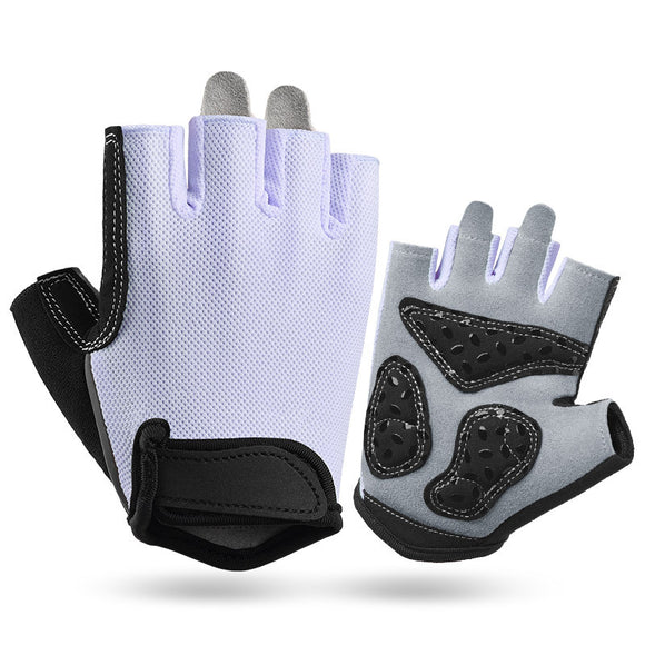 NNEDSZ L Purple Women's Summer Cycling Gloves - Breathable Half-Finger Non-Slip Fitness Training Gloves for Weightlifting