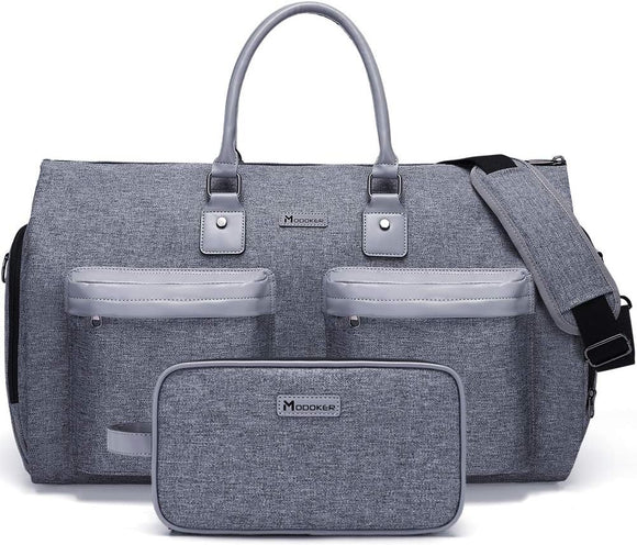 NNEDSZ Grey 45L Garment Duffel Bag - Men's Travel Suit Bag - Carry On Weekender