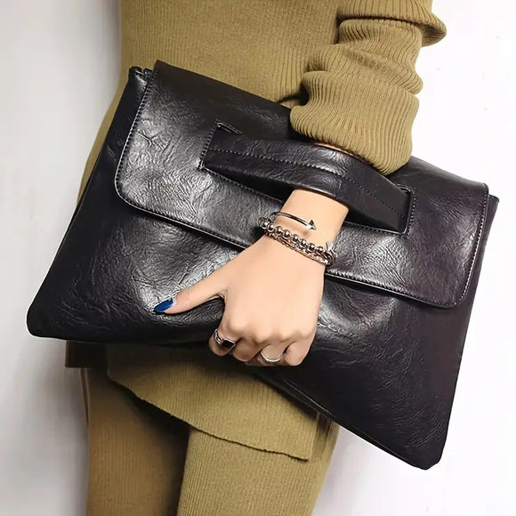 NNEDSZ Black Elegant Evening Clutch Envelope Bag with 120cm Shoulder Strap - Fits 14-Inch Laptop