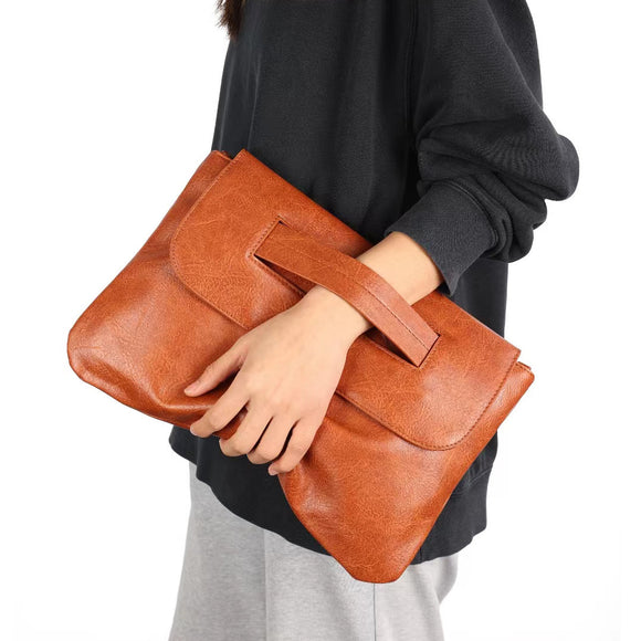 NNEDSZ Brown Elegant Evening Clutch Envelope Bag with 120cm Shoulder Strap - Fits 14-Inch Laptop