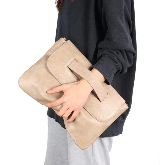 NNEDSZ Khaki Elegant Evening Clutch Envelope Bag with 120cm Shoulder Strap - Fits 14-Inch Laptop