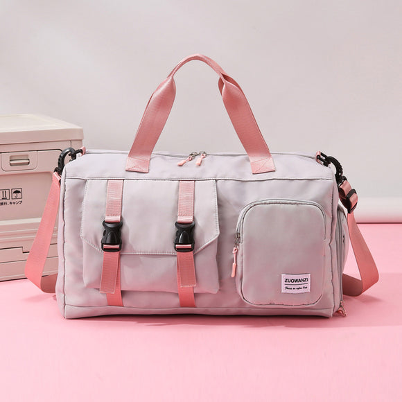 NNEDSZ Grey-pink Holographic Gym Duffel Bag - Dry Wet Separation - Large Capacity