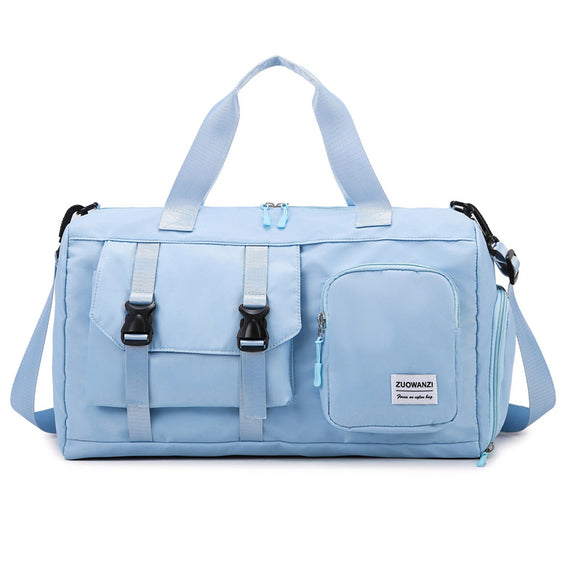 NNEDSZ Sky-blue Holographic Gym Duffel Bag - Dry Wet Separation - Large Capacity