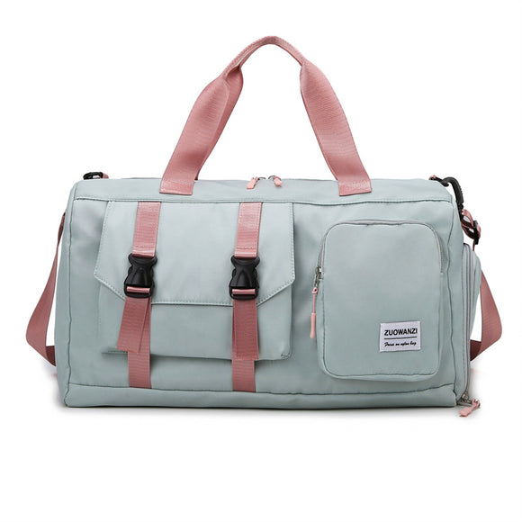 NNEDSZ Green-pink Holographic Gym Duffel Bag - Dry Wet Separation - Large Capacity