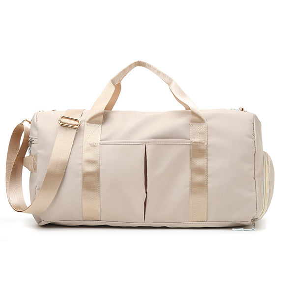 NNEDSZ Beige Dry Wet Separation Gym Bag - Women's Large Capacity - Training & Travel