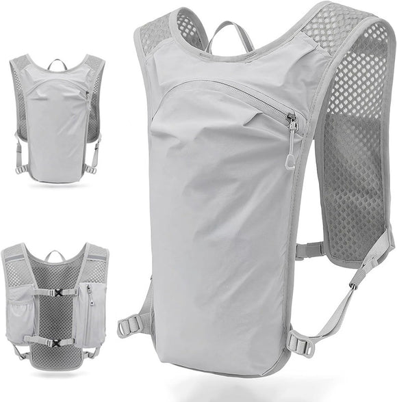 NNEDSZ Grey Cycling Running Hiking Backpack - Breathable Hydration Pack with Vest Design for Biking, Marathon & Outdoor Sports
