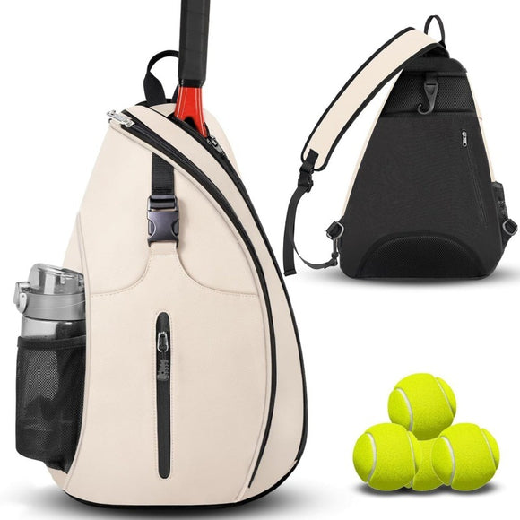 NNEDSZ Beige Badminton Tennis Backpack - Multi-Racket Sports Bag with Shoulder Strap (Fits 2 Midsize Rackets)