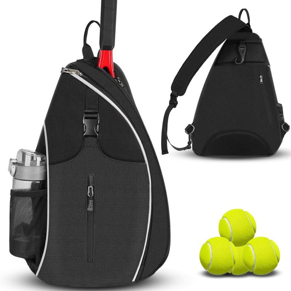 NNEDSZ Black Badminton Tennis Backpack - Multi-Racket Sports Bag with Shoulder Strap (Fits 2 Midsize Rackets)