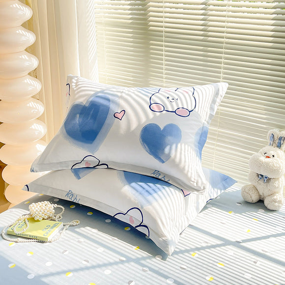 NNEDSZ Blue Heart 100% Cotton Pillowcase Set (Pack of 2) - Breathable Standard Size 48x74cm Pure Cotton Pillow Covers