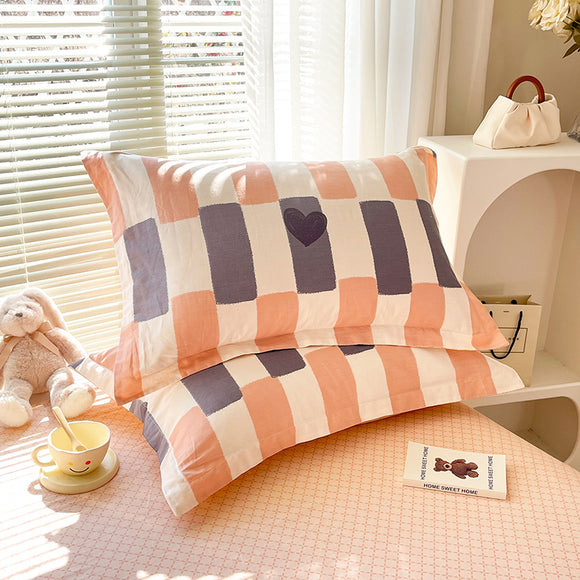 NNEDSZ Orange Stripes 100% Cotton Pillowcase Set (Pack of 2) - Breathable Standard Size 48x74cm Pure Cotton Pillow Covers