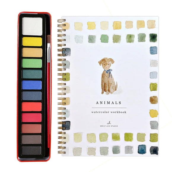 NNEDSZ Animals 2-Pack Watercolor Painting Set - Premium Bird-Themed Coloring Books with Watercolor Paints (22.86x16.51cm) - Artist-Grade Workbook Kit