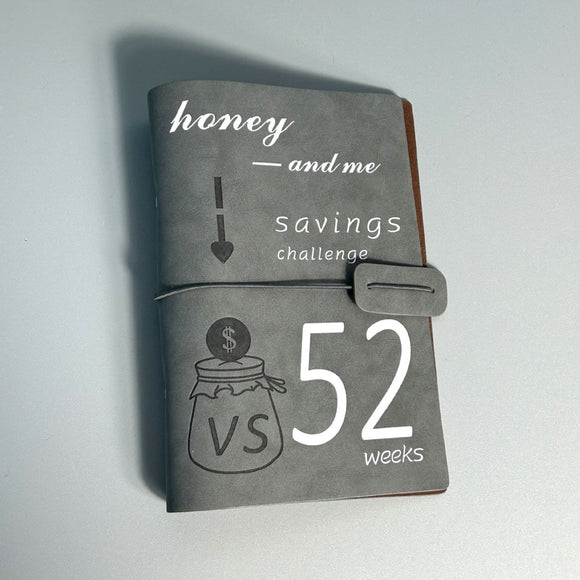 NNEDSZ Grey 52-week couple's savings challenge binder - 6-ring financial planner set (2 books)