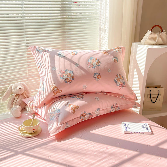 NNEDSZ Yu Beauty - Pink 100% Cotton Pillowcase Set (Pack of 2) - Breathable Standard Size 48x74cm Pure Cotton Pillow Covers