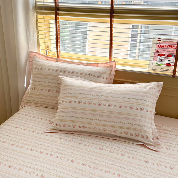 NNEDSZ Flowers Pinstripe 100% Cotton Pillowcase Set (Pack of 2) - Breathable Standard Size 48x74cm Pure Cotton Pillow Covers