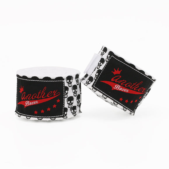 NNEDSZ Small White Head Pro Grade 5m Boxing Hand Wraps - Printed Elastic Bandages for Training & Combat Sports (1 Pair)