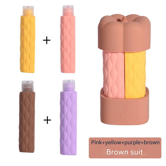 NNEDSZ Brown suit Silicone Travel Bottles Set (4 Pack, 60ml) - Leakproof Refillable & Squeezable