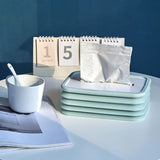 NNEDSZ 2-pcs Blue Silicone Tissue Box Holder - Automatic Self-Lowering Dispenser
