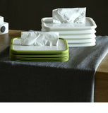 NNEDSZ 2-pcs White Silicone Tissue Box Holder - Automatic Self-Lowering Dispenser