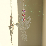 NNEDSZ (Style B)2 PCS Hummingbird Metal Suncatcher with Crystal Accents - for Window or Wall Indoor Hanging Ornament