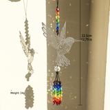 NNEDSZ (Style C)2 PCS Hummingbird Metal Suncatcher with Crystal Accents - for Window or Wall Indoor Hanging Ornament