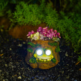 NNEDSZ Frog Solar Light Planter - Resin Succulent Pot with Glowing Eyes (Stump frog)