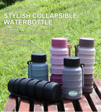 Brown Collapsible Silicone Water Bottle - 510ml Portable Food-Grade Travel & Sports Drink Flask