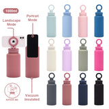 Light Green 1L Stainless Steel Water Bottle with Magnetic Phone Holder Lid - Portable Hydration & Hands-Free Stand
