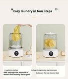 White Portable Mini Washing Machine - Rechargeable USB-C Electric Washer for Travel, Delicates & Socks