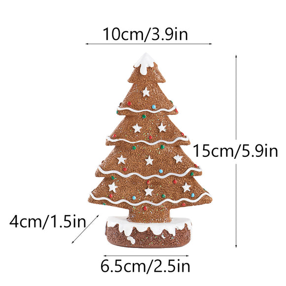NNEDSZ Brown Charming Gingerbread Christmas Tree Figurine - Festive Resin Holiday Table Decor Ornament
