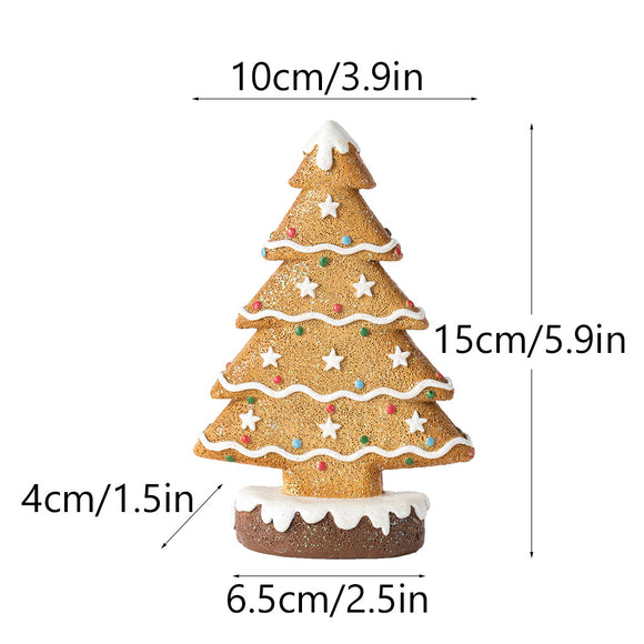 NNEDSZ Yellow Charming Gingerbread Christmas Tree Figurine - Festive Resin Holiday Table Decor Ornament