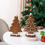 NNEDSZ 2 Pcs (1 Yellow + 1 Brown) Charming Gingerbread Christmas Tree Figurine - Festive Resin Holiday Table Decor Ornament
