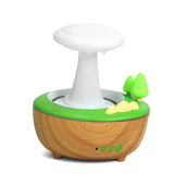 Light Woodgrain Raindrop Mushroom Aroma Diffuser - 280mL Ultrasonic Humidifier with Colorful Lights