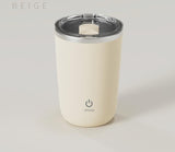 Mini Portable Electric Self-Stirring Mug - USB-C Rechargeable, 4-Hour Use, Stainless Steel (Beige)