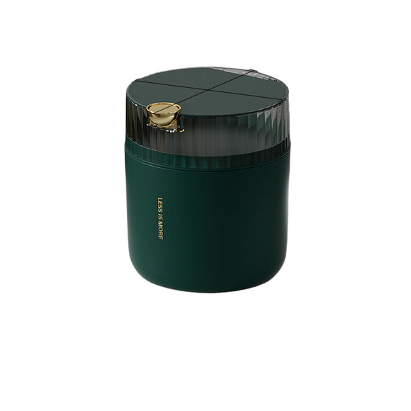 NNEDSZ Light luxury green desktop garbage bin (standard with one roll of garbage bag) 14cm * 15cm (including button) * 16cm
