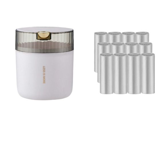 NNEDSZ White desktop garbage bin (standard 12 roll garbage bag) 14cm * 15cm (including button) * 16cm