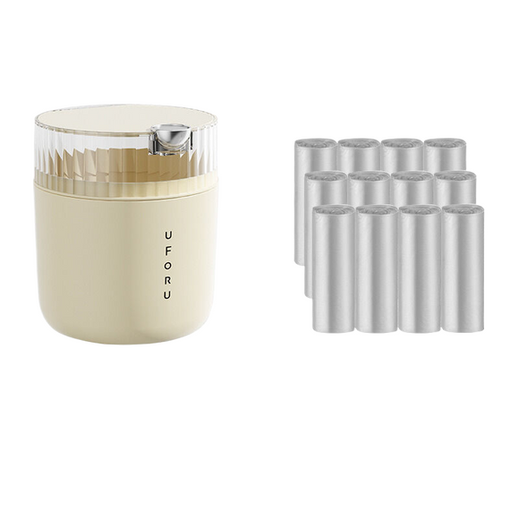 NNEDSZ Cream white desktop garbage bin (standard 12 roll garbage bag) 14cm * 15cm (including button) * 16cm