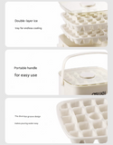 Blue Innovative Press-Release Ice Cube Maker - Dual Layer Trays & Storage Bin (48 Cubes)