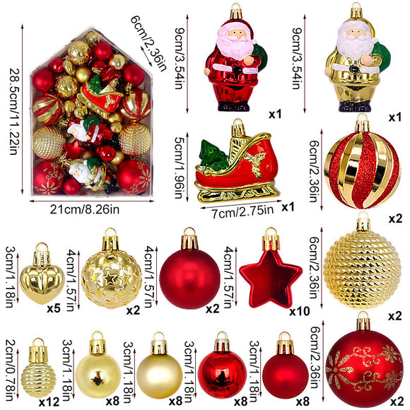 NNEDSZ Boot Cut 72-Piece Christmas Bauble Set - Hand-Painted House and Round Ornaments