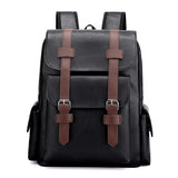 NNEDSZ Black Large-Capacity PU Leather Backpack - Stylish Business & Travel Companion