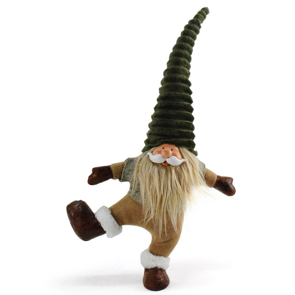 NNEDSZ Green Hat One-Legged Standing Christmas Gnome - Santa & Rudolph Plush Faceless Dwarf Figurine