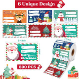 NNEDSZ Set of 4 Christmas Gift Tag Sticker Rolls - 2000 Self-Adhesive Labels for Presents