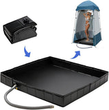 Portable Camping Shower Base - Collapsible Water Containment Tray with Drain for Outdoor Tents