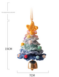 NNEDSZ 2PCS Orange Handmade-Style Crochet Christmas Tree Ornament - Festive Plush Hanging Decor for Home & Car