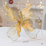 NNEDSZ Gold Large Glitter Butterfly Christmas Ornaments (Set of 2) - Clip-On Decorations for Trees & Wreaths