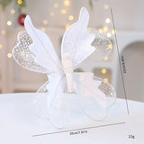 NNEDSZ White Large Glitter Butterfly Christmas Ornaments (Set of 2) - Clip-On Decorations for Trees & Wreaths