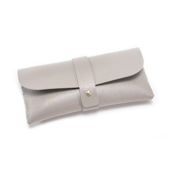 NNEDSZ 3-Piece Grey Chic & Sleek PU Leather Soft Eyeglass Case - Protective Pouch for Sunglasses & Reading Glasses